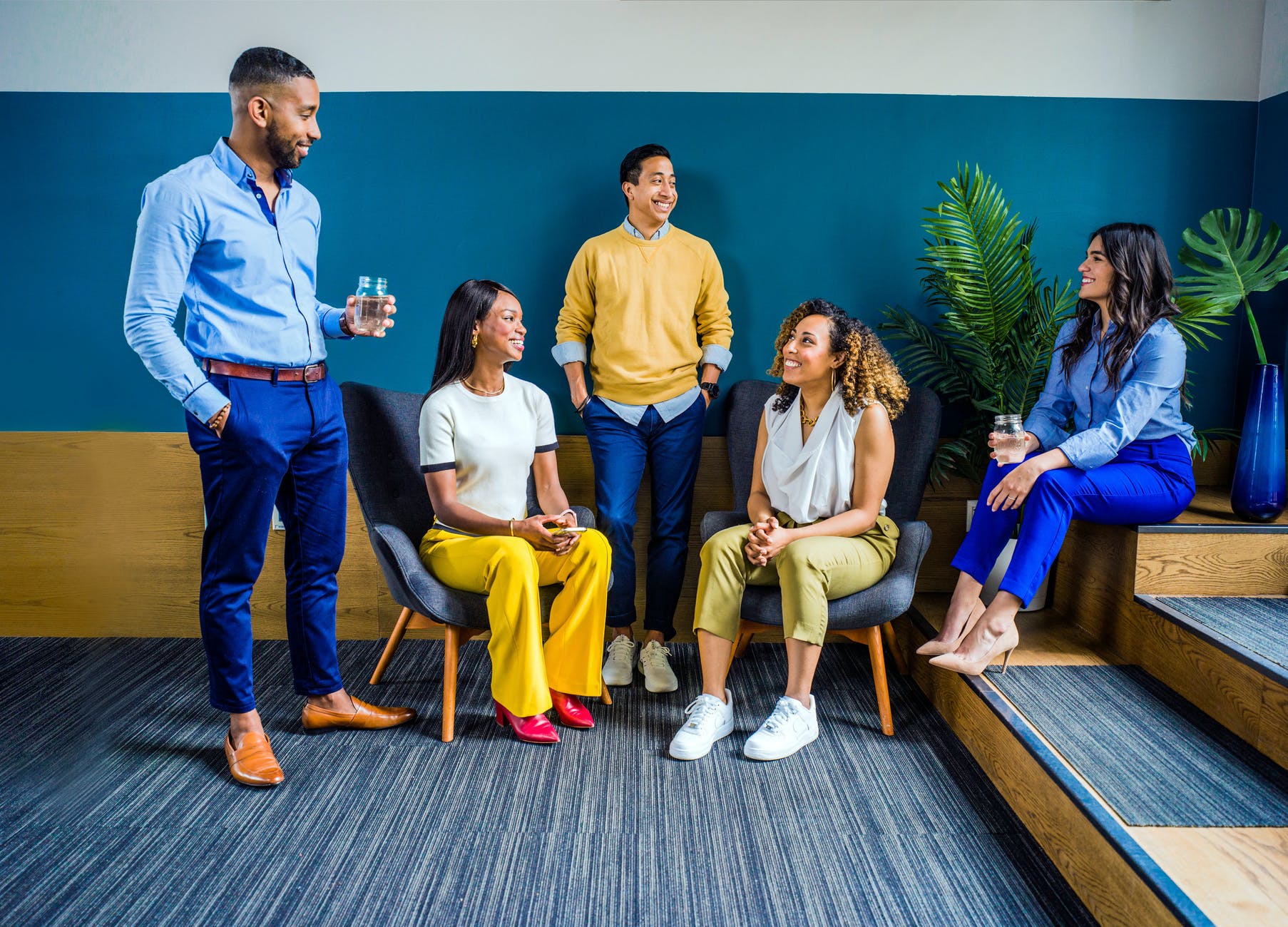 group of people near wall